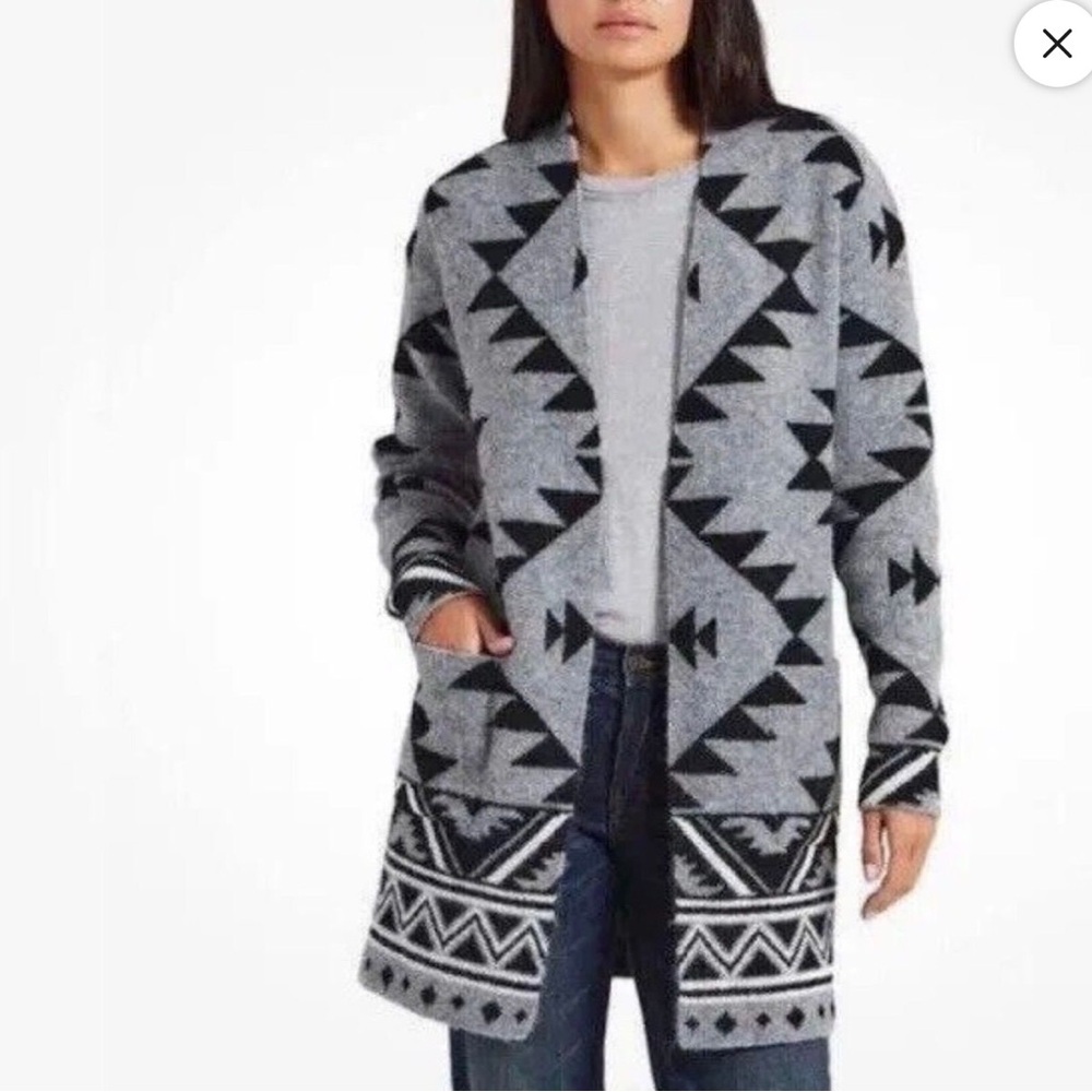 Frye Black and Gray Geometric Cardigan